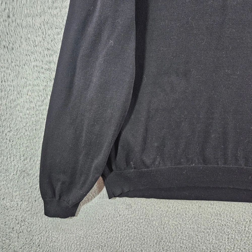 Brooks Brothers Stretch Mens Large Black‎ Long Sleeve Polo Sweater Cotton Blend